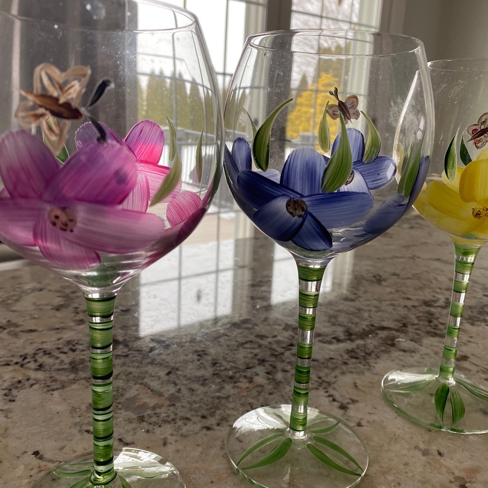 Hand painted wine glasses